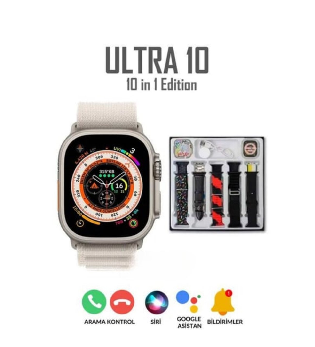 10 in 1 Ultra Smart Watch with 10 straps
